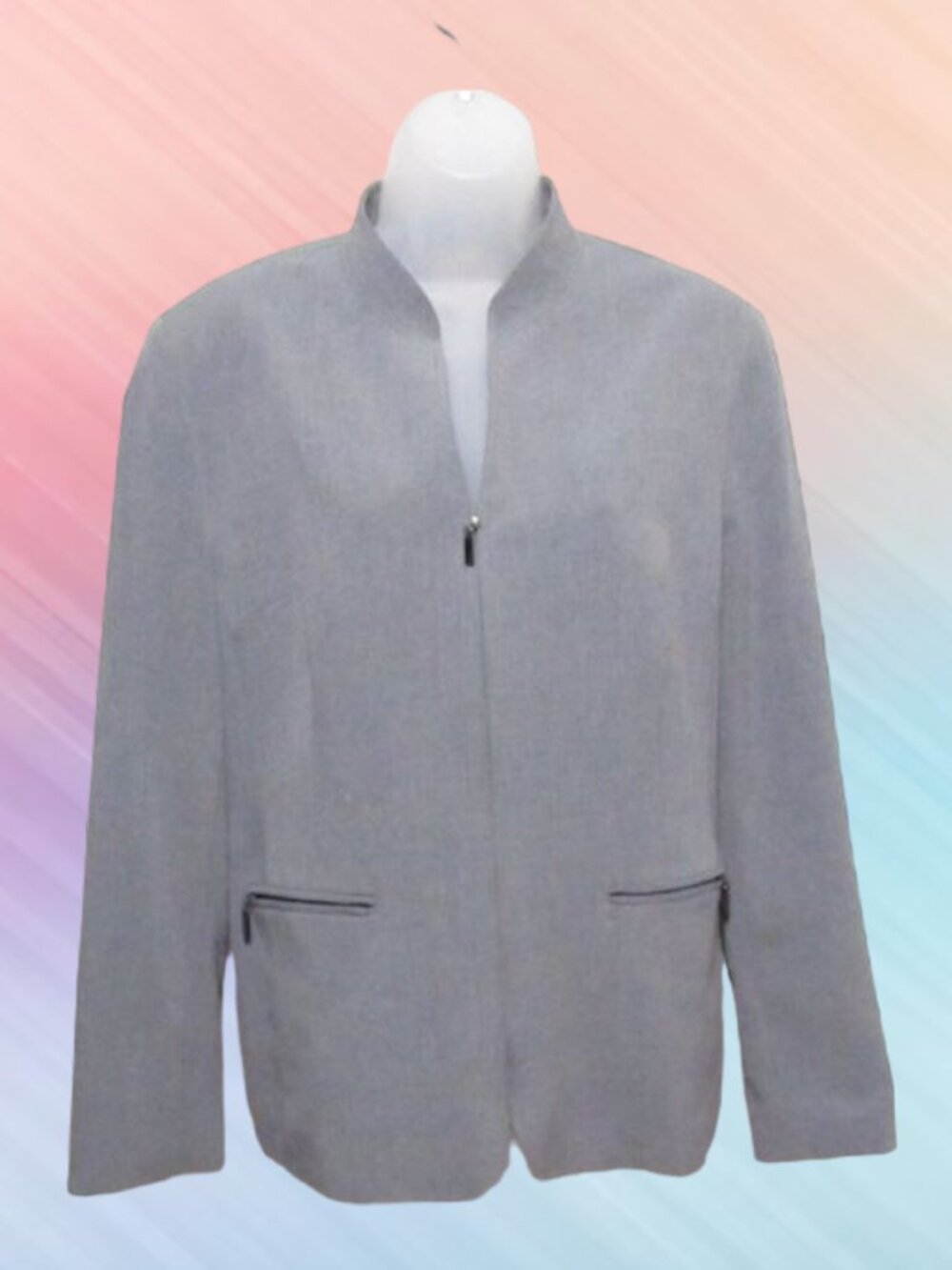 Amanda Smith womens size 14 blazer jacket long sleeves color grey
